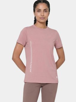 Enamor - Short Sleeve Crew Neck Workout Mauve T-Shirt