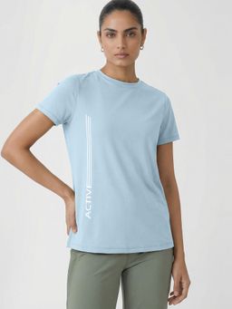 Enamor - Short Sleeve Crew Neck Workout Blue T-Shirt