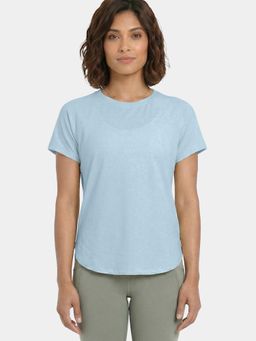 Enamor - Cut N Sew Relaxed Fit High-Low Hemline Blue T-Shirt