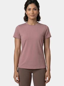 Enamor - Relaxed Fit Crew Neckline Mauve T-Shirt