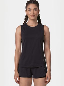 Enamor - Slim Fit Sleeveless Round Neck Black Tank Top
