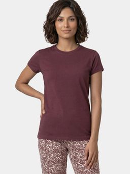 Enamor - Short Sleeve Crew Neck Breathable Stretch Cotton Brown T-Shirt