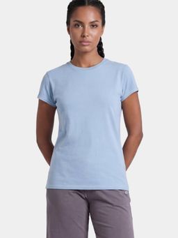 Enamor - Short Sleeve Crew Neck Breathable Stretch Cotton Blue T-Shirt