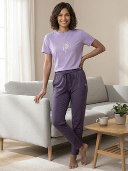 Enamor - Mid Rise 7/8 Length Travel Purple Trackpant