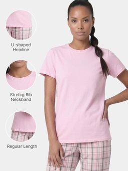Enamor - Crew Neck Cotton Pink T-Shirt