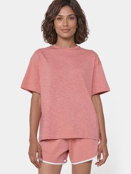 Enamor - Oversized Drop Shoulder Mauve T-Shirt