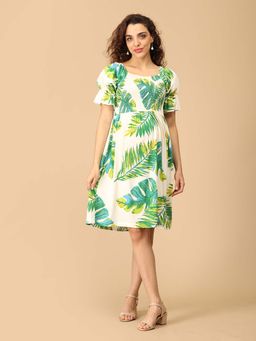 The Mom Store - Beige and Green Maternity Dress