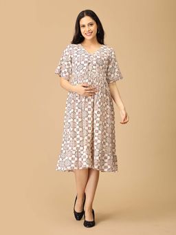 The Mom Store - Multicolor Printed Maternity and Nursing Dress