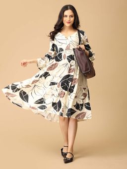 The Mom Store - Multicolor Printed Maternity and Nursing Dress
