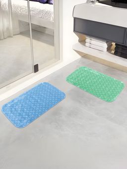 Savya Home - Pvc Bathroom Mats - Blue & Green (Pack of 2)
