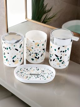 Savya Home - Graphic Bathroom Accessories - White (Set of 4)