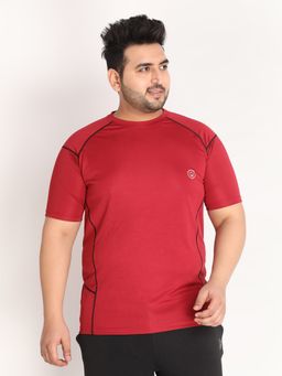 CHKOKKO - Men Plus Size Solid Regular Fit Sports T-shirt In Red