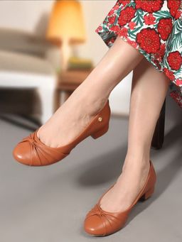 Carlton London - Tan Solid Party Round Toe Women's Pumps