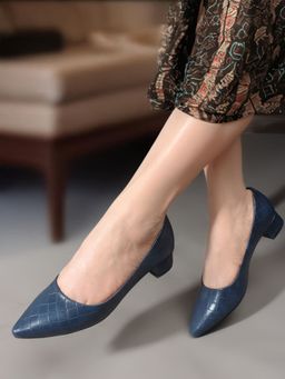Carlton London - Blue Textured Casual Pointed Toe Women's Pumps