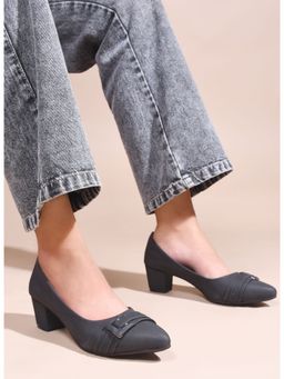 SHUZ TOUCH - Black Comfort Block Heel Pumps