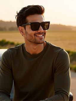 Vincent Chase - Grey Black Full Rim Wayfarer Vincent Chase Polarized Vcs000550 Sunglasses