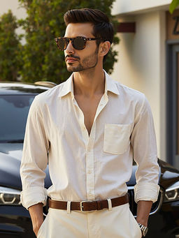 Vincent Chase - Brown Demi Full Rim Round Vincent Chase Polarized VCS000565 Sunglasses