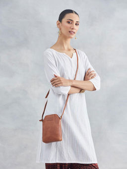 Fabindia - Women Brown Leather Sling Bag