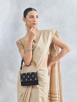 Fabindia - Women Black Silk Blend Sling Bag (S)