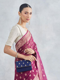 Fabindia - Women Blue Silk Blend Sling Bag (S)