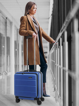 Kenneth Cole - Unisex Navy Blue Overnighter Telescopic Handle Suitcase Trolley Bag