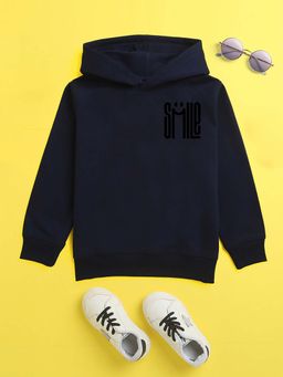 Nusyl - Boys Navy Blue Solid Hoodie