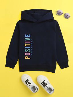 Nusyl - Boys Navy Blue Printed Hoodie