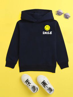 Nusyl - Boys Navy Blue Printed Hoodie