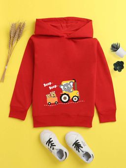 Nusyl - Boys Red Printed Hoodie