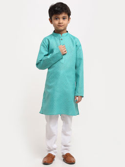 Kraft India - Boys Green Printed Cotton Kurta