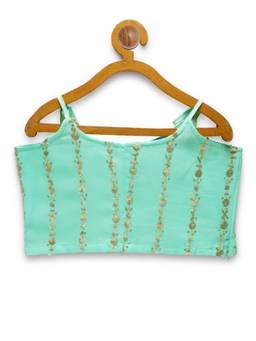 Studio Rasa - Girls Aqua Georgette Shoulder Straps Top