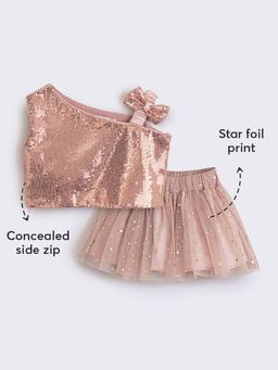 Hopscotch - Sequin Embellished Blouse and Skirt (Set of 2)
