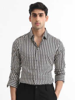 Rare Rabbit - Allin Primary White & Black Print Shirt