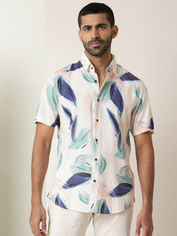Rare Rabbit - Avion Primary Beige Print Shirt