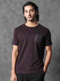 Rare Rabbit - Azul Primary Maroon Solid T-Shirt