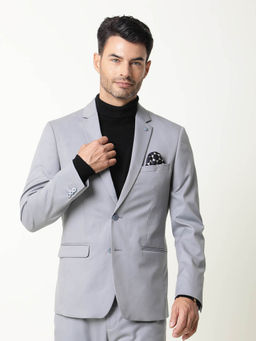 Rare Rabbit - Berzu Primary Grey Solid Blazer