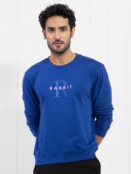 Rare Rabbit - Brewet Fluorescent Blue Typography Sweatshirt