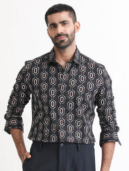 Rare Rabbit - Chain Primary Black Full Sleeve Print Shirt