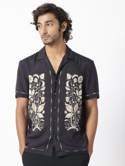 Rare Rabbit - Claren Dark Purple Floral Print Shirt