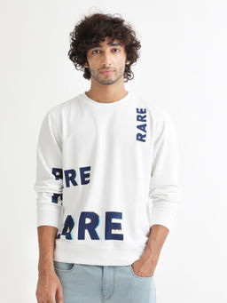Rare Rabbit - Cloviss Primary White Typography Sweatshirt