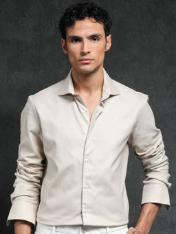 Rare Rabbit - Comb-1 Light Beige Solid Shirt