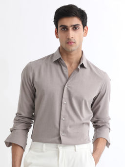 Rare Rabbit - Gunjan Primary Dark Cream Solid Shirt