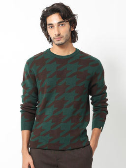 Rare Rabbit - Honder Dark Green Print Sweater