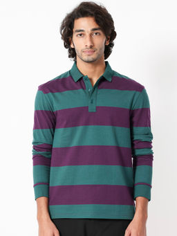 Rare Rabbit - Karen Dark Green Stripe Polo T-Shirt