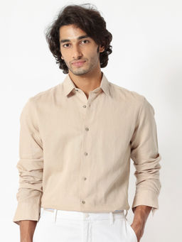 Rare Rabbit - Linux Light Beige Solid Shirt