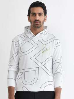 Rare Rabbit - Mamoth Primary White Typography Hoodie