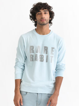 Rare Rabbit - Marcia Primary Blue Typography Sweatshirt