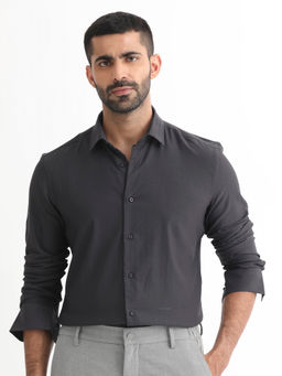 Rare Rabbit - Me Dark Grey Solid Shirt
