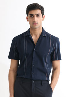 Rare Rabbit - Morlac Dark Navy Blue Stripe Shirt