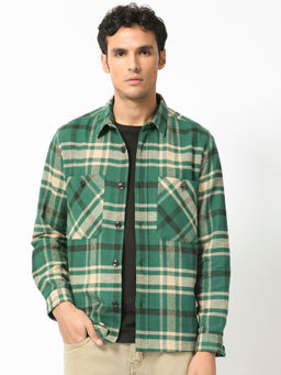 Rare Rabbit - Nero Dark Green Checks Shaket